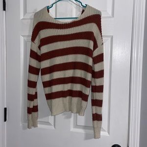 Pink and White/Cream Stripe Sweater Small